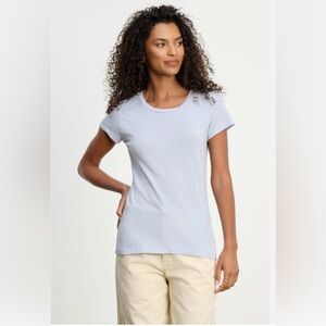 Worthington Seamless Short Sleeve Crew Neck Top - Light Blue - Petite L/XL